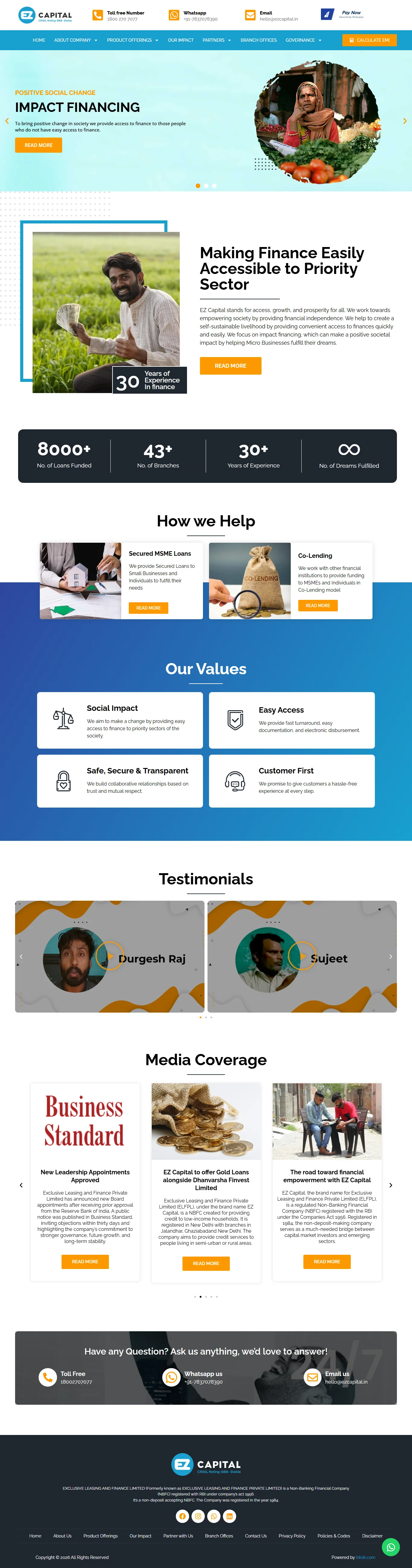 EZ Capital desktop website preview