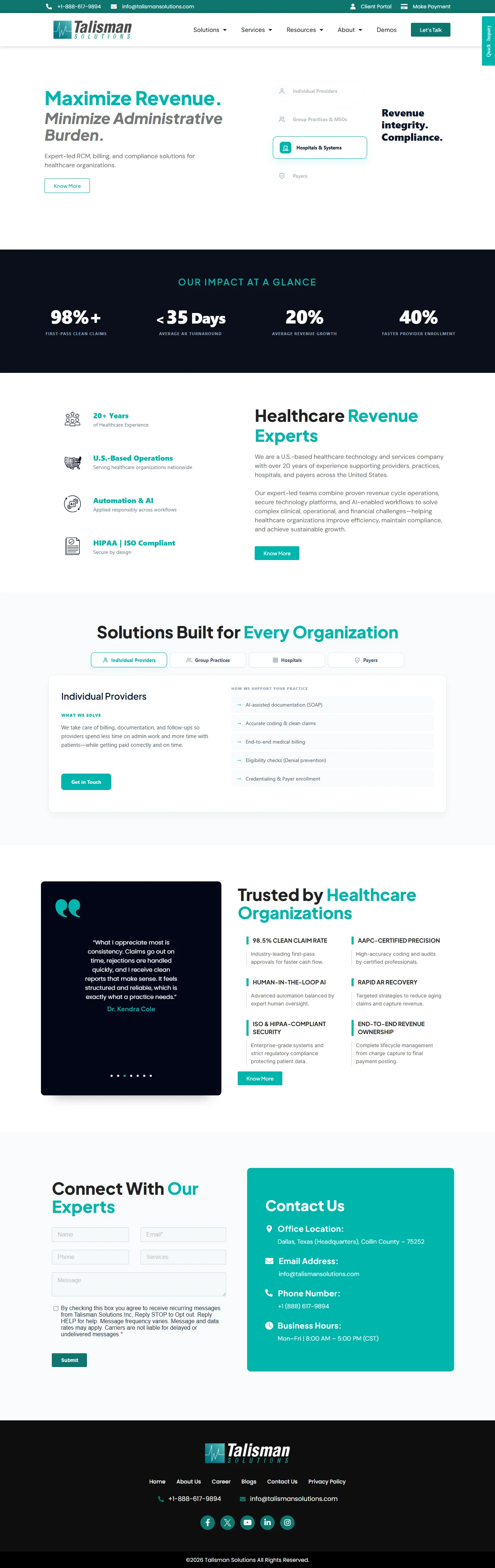 Talisman Solutions desktop website preview